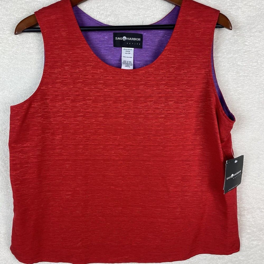NEW VTG Sag Harbor Silk Tank Top Womens Size 12P Bright Red Career‎ Office